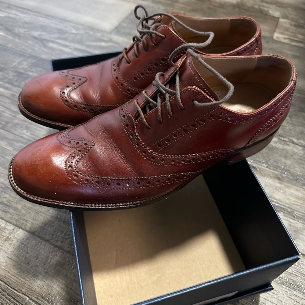Cole Haan Mens Classic Brown Leather Wingtip Brogues formal Dress shoes size 7.5